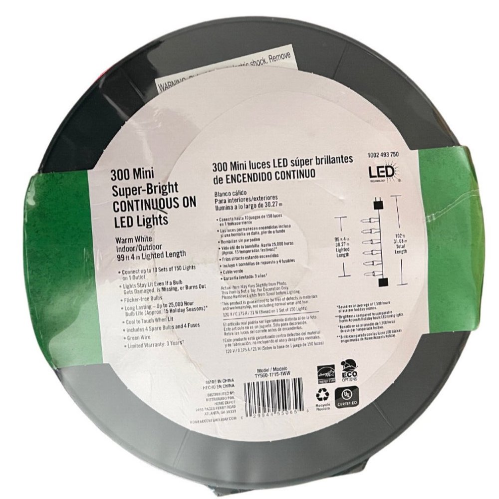 Home Accents Holiday 300-Light LED - On White String Lights